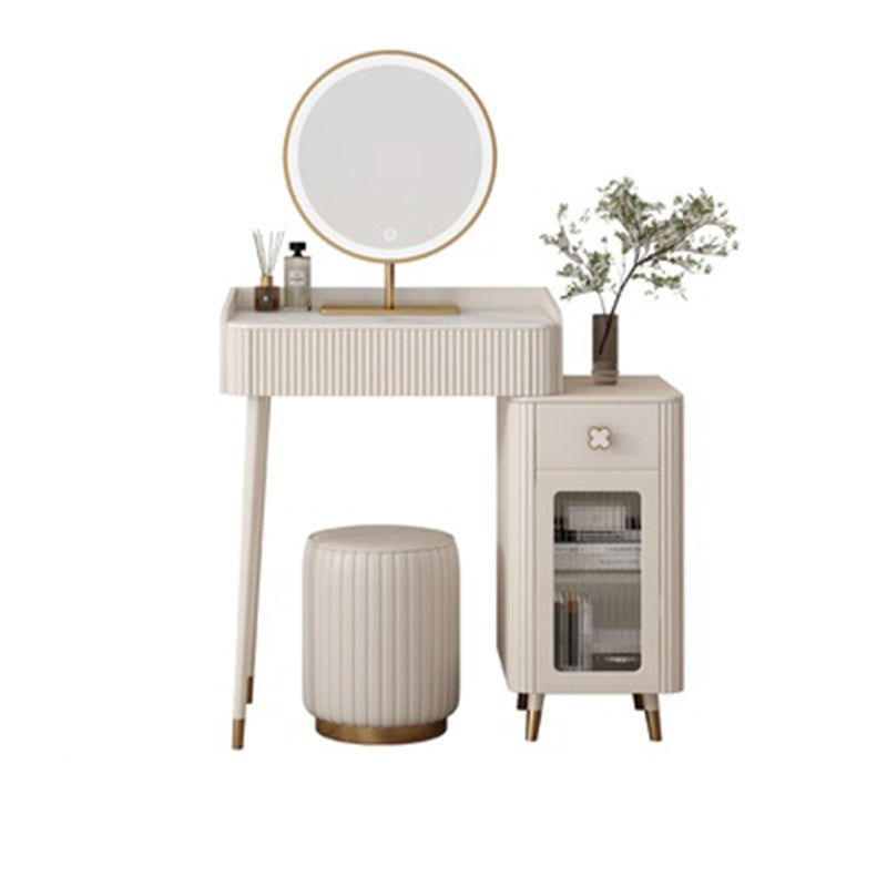 Tavolo da vanità in ardesia sgabello set da vanità bianco con specchio delle luci