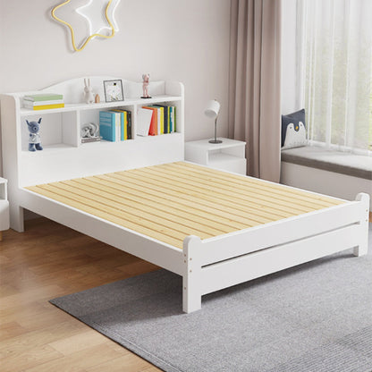 La estantería moderna de la cama de madera maciza incluida la cama con cabecera para el dormitorio