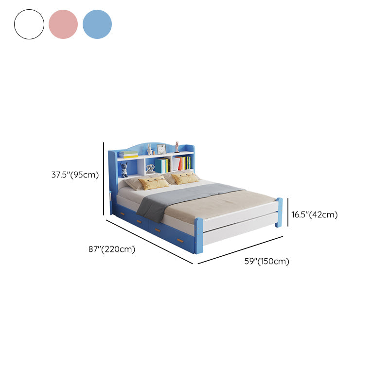La estantería moderna de la cama de madera maciza incluida la cama con cabecera para el dormitorio