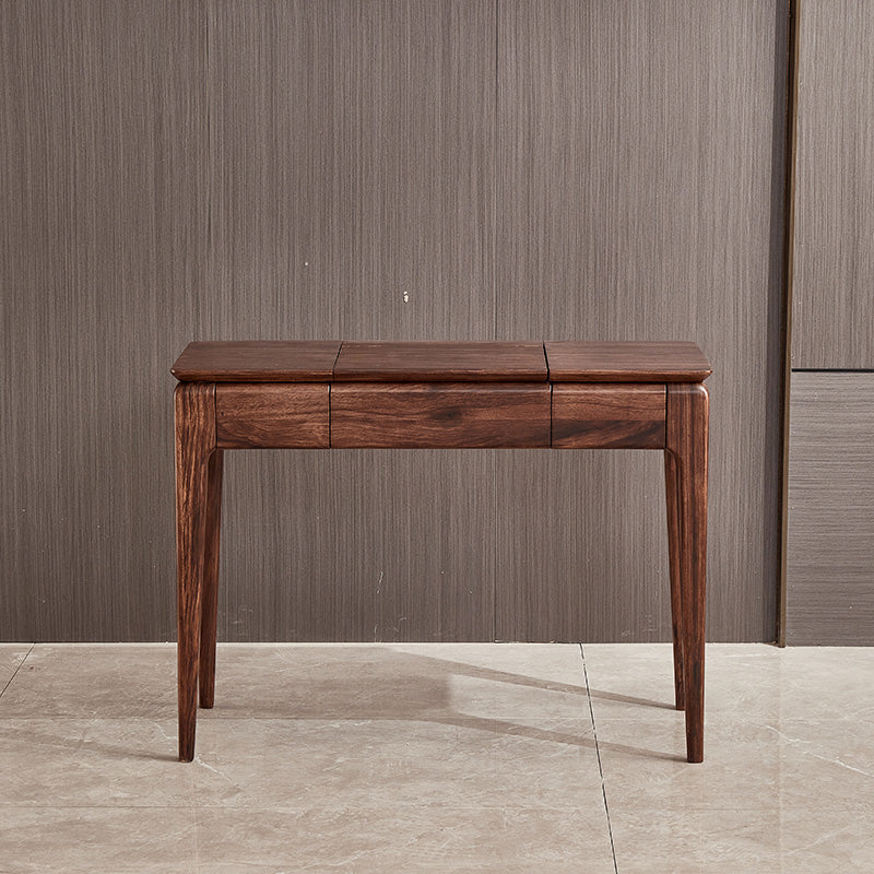 2 Drawer & Jewelry Vanity Desk Brown Wood Makeup Vanity Desk Makeup Vanity Clearhalo 'Bedroom Furniture' 'furn' 'furn_makeup_vanities' 'Furniture' 'Makeup Vanities' 'makeup_vanities' 6620949