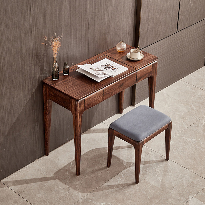 2 Drawer & Jewelry Vanity Desk Brown Wood Makeup Vanity Desk Makeup Vanity & Stools Clearhalo 'Bedroom Furniture' 'furn' 'furn_makeup_vanities' 'Furniture' 'Makeup Vanities' 'makeup_vanities' 6620950