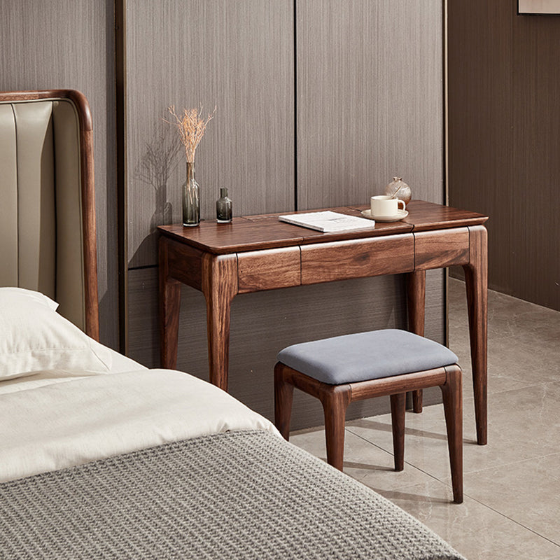 2 Drawer & Jewelry Vanity Desk Brown Wood Makeup Vanity Desk Clearhalo 'Bedroom Furniture' 'furn' 'furn_makeup_vanities' 'Furniture' 'Makeup Vanities' 'makeup_vanities' 6620953