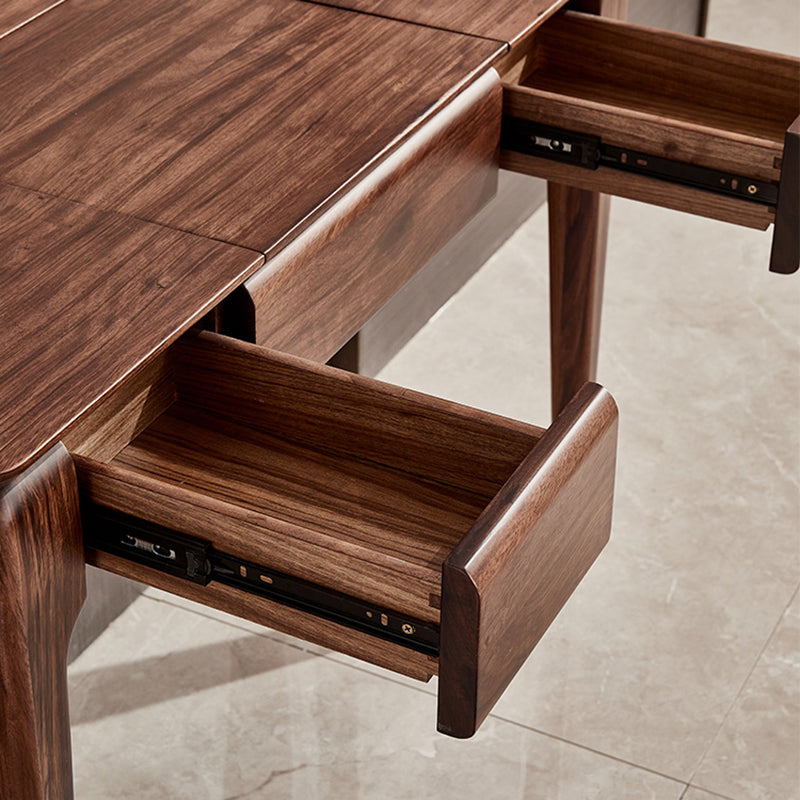 2 Drawer & Jewelry Vanity Desk Brown Wood Makeup Vanity Desk Clearhalo 'Bedroom Furniture' 'furn' 'furn_makeup_vanities' 'Furniture' 'Makeup Vanities' 'makeup_vanities' 6620955