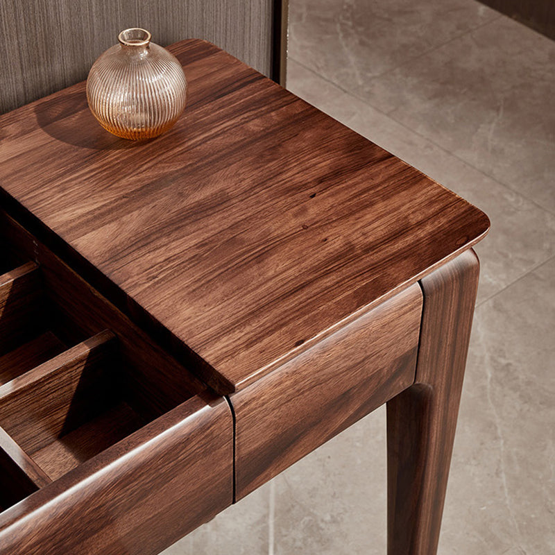 2 Drawer & Jewelry Vanity Desk Brown Wood Makeup Vanity Desk Clearhalo 'Bedroom Furniture' 'furn' 'furn_makeup_vanities' 'Furniture' 'Makeup Vanities' 'makeup_vanities' 6620956