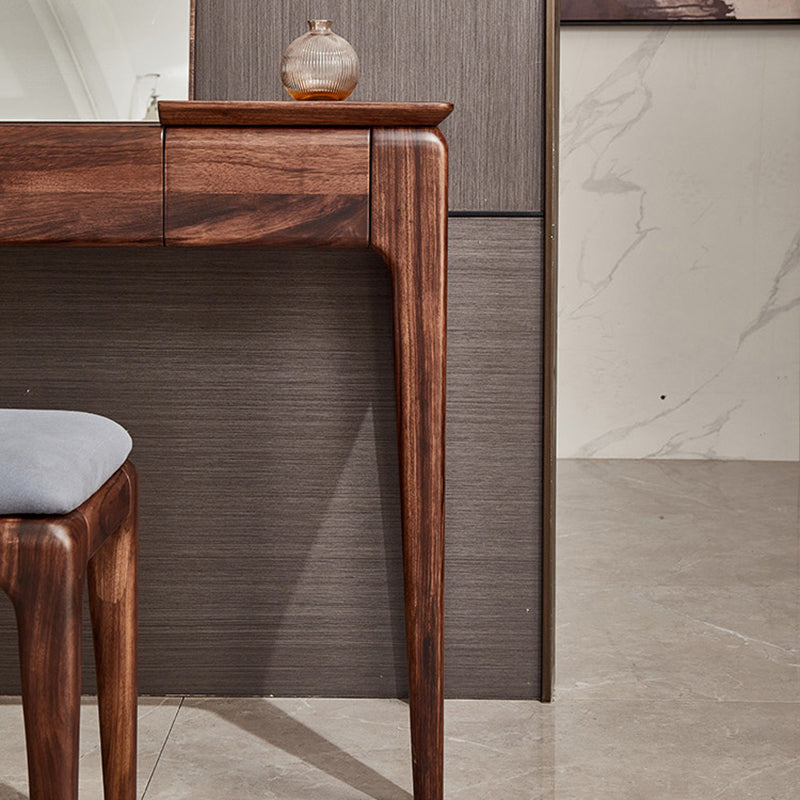 2 Drawer & Jewelry Vanity Desk Brown Wood Makeup Vanity Desk Clearhalo 'Bedroom Furniture' 'furn' 'furn_makeup_vanities' 'Furniture' 'Makeup Vanities' 'makeup_vanities' 6620957