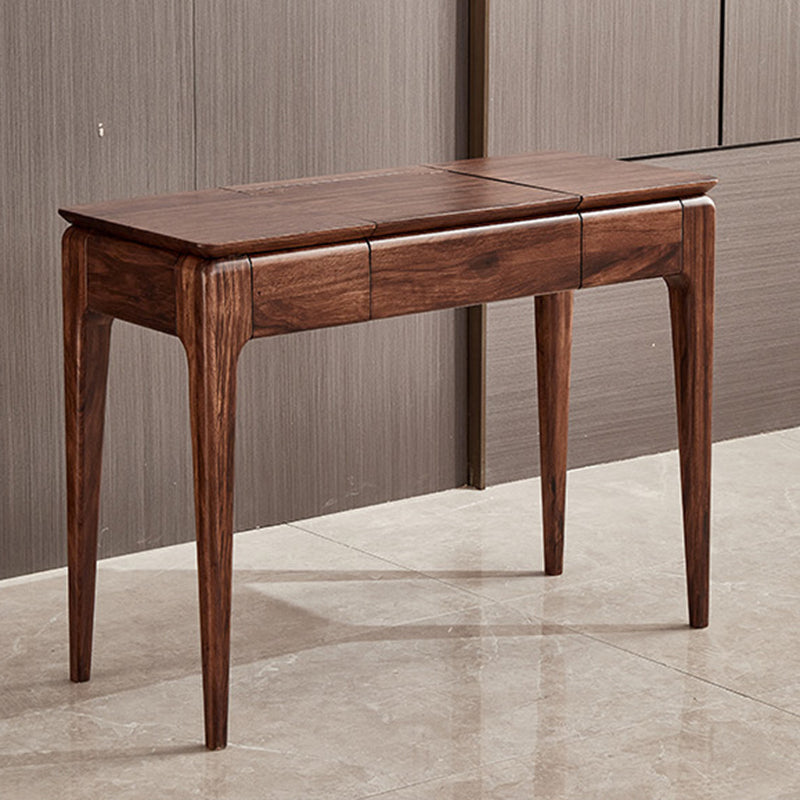 2 Drawer & Jewelry Vanity Desk Brown Wood Makeup Vanity Desk Clearhalo 'Bedroom Furniture' 'furn' 'furn_makeup_vanities' 'Furniture' 'Makeup Vanities' 'makeup_vanities' 6620963