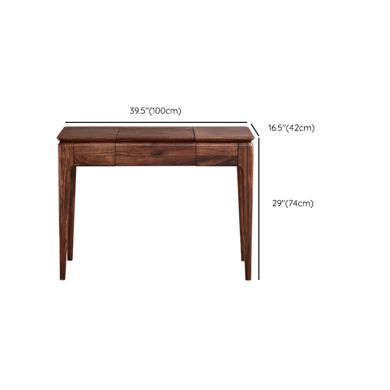 2 Drawer & Jewelry Vanity Desk Brown Wood Makeup Vanity Desk Clearhalo 'Bedroom Furniture' 'furn' 'furn_makeup_vanities' 'Furniture' 'Makeup Vanities' 'makeup_vanities' 6620965