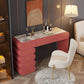 Flip Single Mirror Dresser Stone Top Vanity Desk with 6 Drawers