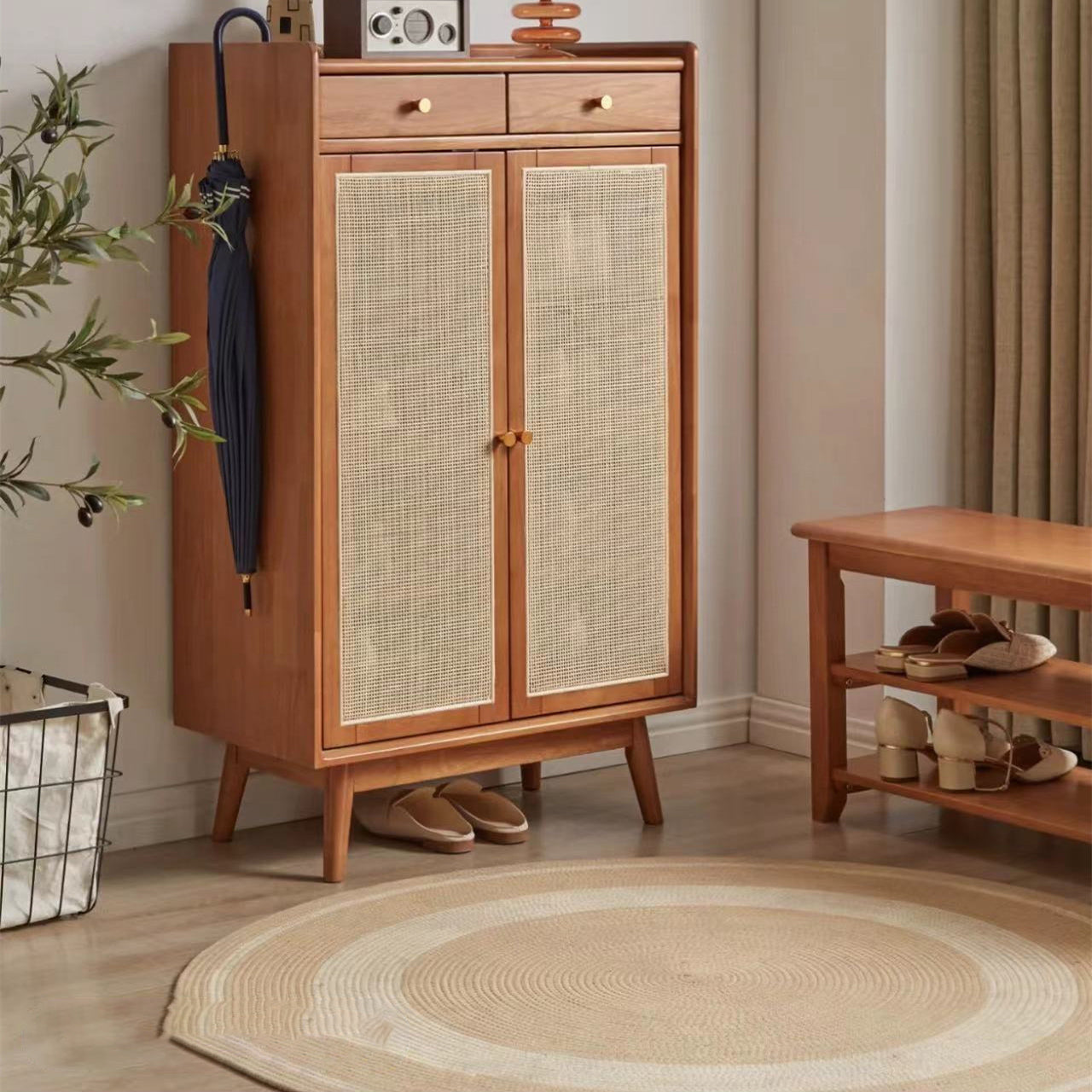 Mid-Century Modern Rectangle Storage Cabinet Natural Finish Accent Cabinet Clearhalo 'Cabinets & Chests' 'cabinets_chests' 'furn' 'furn_cabinets_chests' 'Furniture' 'Living Room Furniture' 6620982