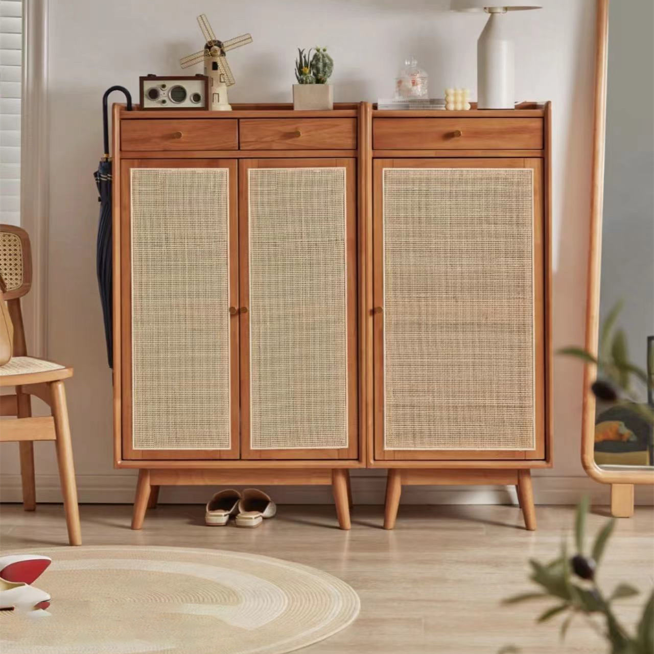 Mid-Century Modern Rectangle Storage Cabinet Natural Finish Accent Cabinet Clearhalo 'Cabinets & Chests' 'cabinets_chests' 'furn' 'furn_cabinets_chests' 'Furniture' 'Living Room Furniture' 6620983