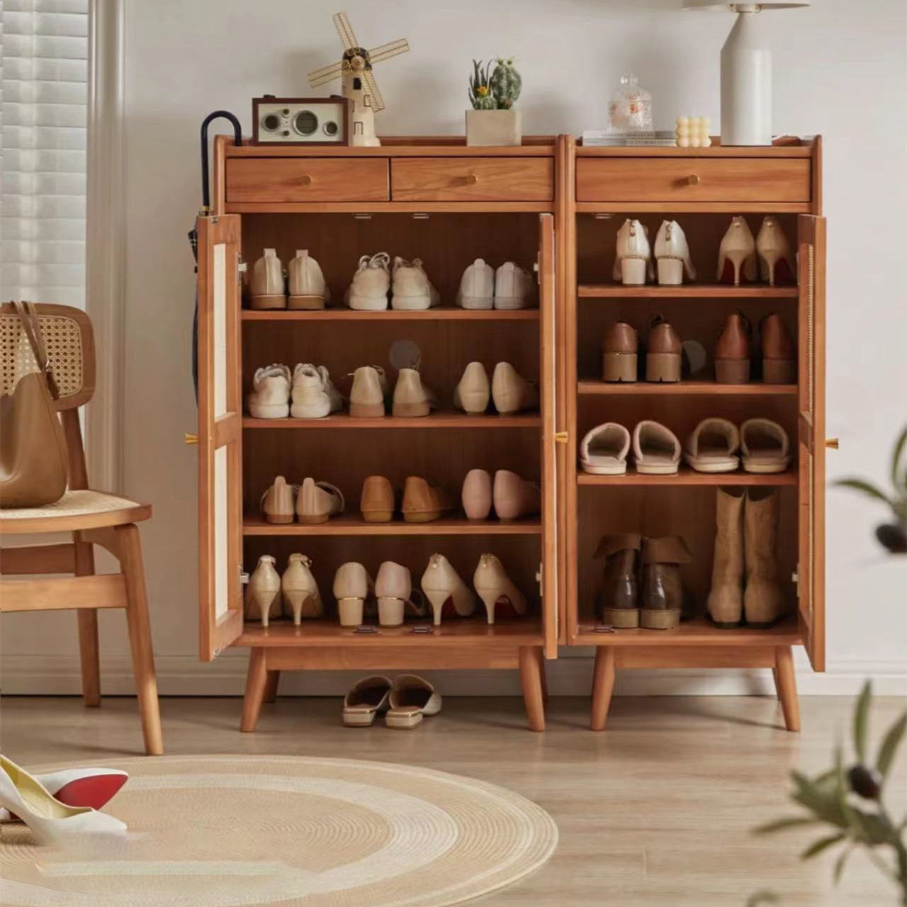 Mid-Century Modern Rectangle Storage Cabinet Natural Finish Accent Cabinet Clearhalo 'Cabinets & Chests' 'cabinets_chests' 'furn' 'furn_cabinets_chests' 'Furniture' 'Living Room Furniture' 6620990