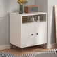 Knobs Storage Cabinet Square Straight Legs Wood Chest With Doors 23.6"L x 13.4"W x 26"H White 2 Clearhalo 'Cabinets & Chests' 'cabinets_chests' 'furn' 'furn_cabinets_chests' 'Furniture' 'Living Room Furniture' 6621003