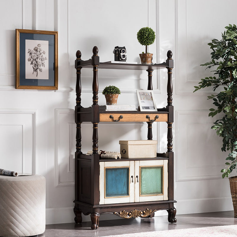 Industrial Rubberwood Chest with Doors Storage Cabinet with Shelves 31.5"L x 16.5"W x 59.1"H Multi-Color Clearhalo 'Cabinets & Chests' 'cabinets_chests' 'furn' 'furn_cabinets_chests' 'Furniture' 'Living Room Furniture' 6621035