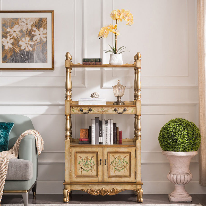 Industrial Rubberwood Chest with Doors Storage Cabinet with Shelves 31.5"L x 16.5"W x 59.1"H Gold Clearhalo 'Cabinets & Chests' 'cabinets_chests' 'furn' 'furn_cabinets_chests' 'Furniture' 'Living Room Furniture' 6621037