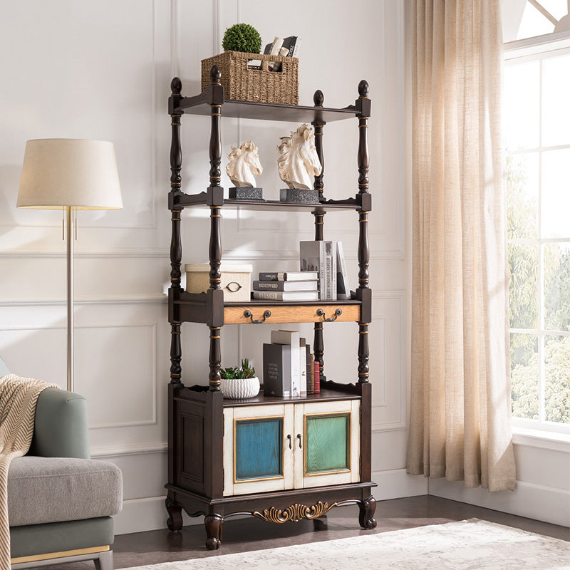 Industrial Rubberwood Chest with Doors Storage Cabinet with Shelves 31"L x 17"W x 75"H Multi-Color Clearhalo 'Cabinets & Chests' 'cabinets_chests' 'furn' 'furn_cabinets_chests' 'Furniture' 'Living Room Furniture' 6621038