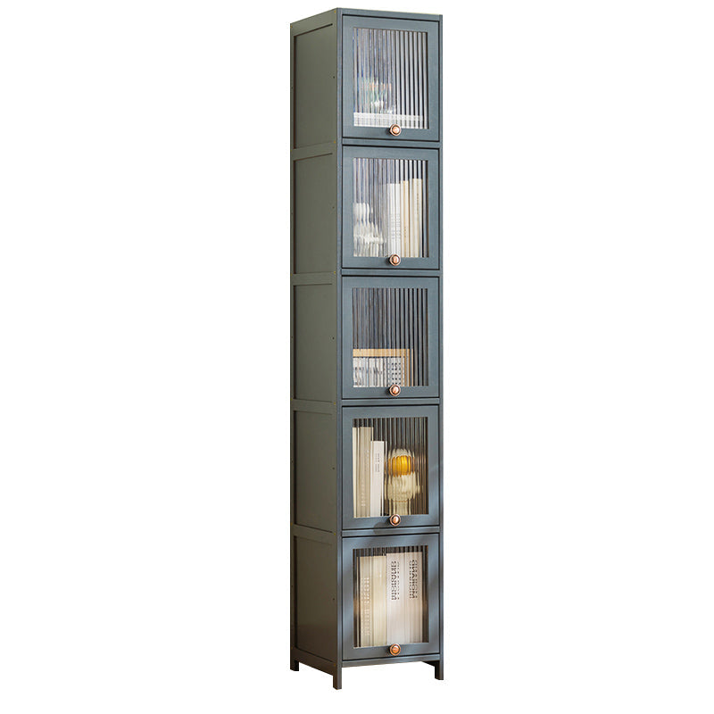 Mid-Century Modern Accent Cabinet Rectangle Straight Legs Storage Cabinet 12"L x 13"W x 68"H Grey Clearhalo 'Cabinets & Chests' 'cabinets_chests' 'furn' 'furn_cabinets_chests' 'Furniture' 'Living Room Furniture' 6621087