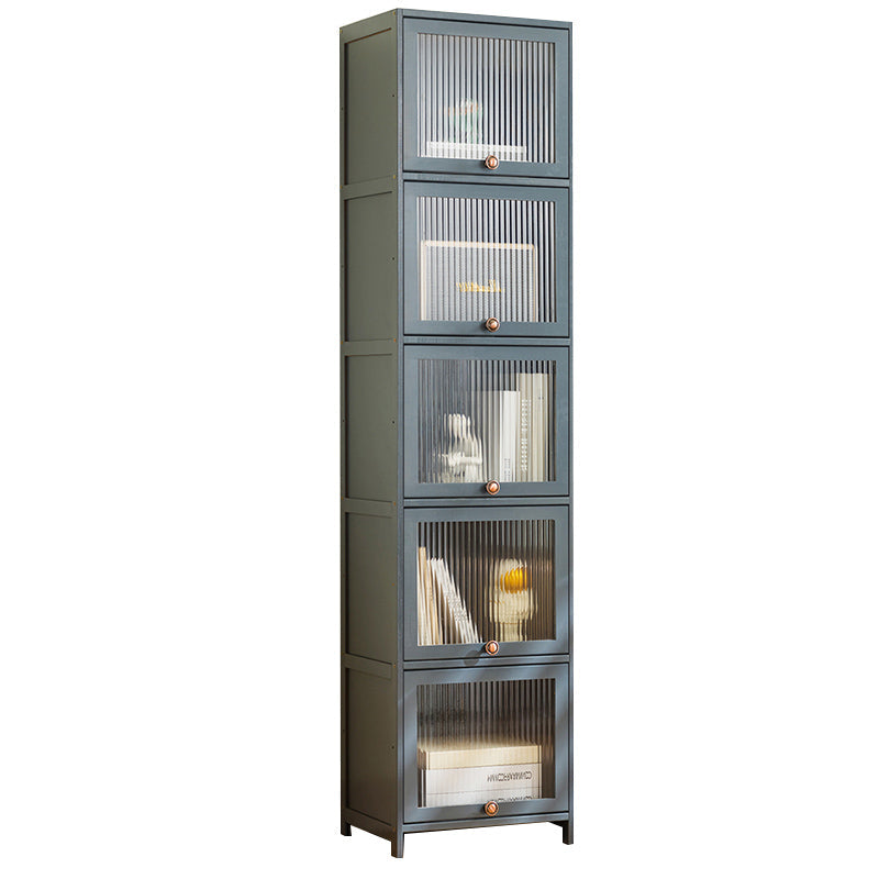 Mid-Century Modern Accent Cabinet Rectangle Straight Legs Storage Cabinet 16"L x 13"W x 68"H Grey Clearhalo 'Cabinets & Chests' 'cabinets_chests' 'furn' 'furn_cabinets_chests' 'Furniture' 'Living Room Furniture' 6621088