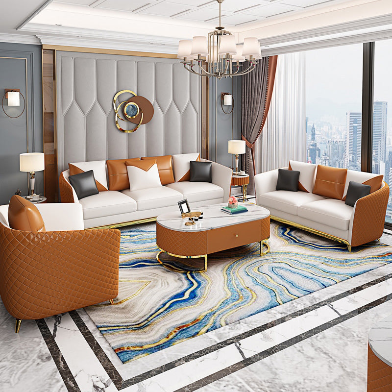 Cuscini di divano braccio smoking glam divano in pelle genuina con gambe