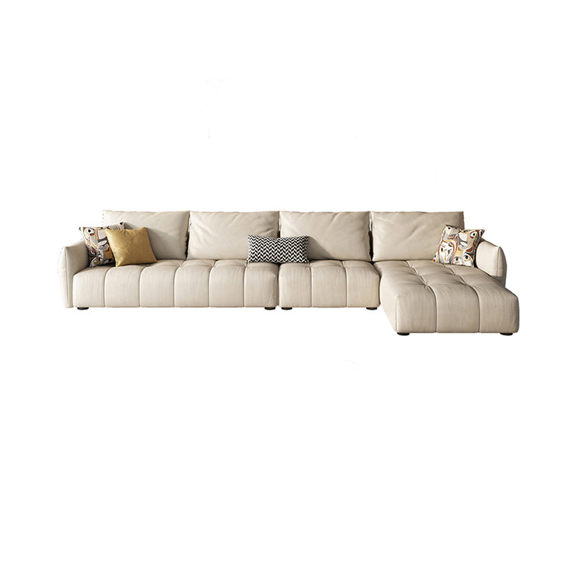 32"H Mid-Century Modern Sectional Sofa Leather Stain-Resistant Sleeper Sectional Tech Cloth Right Clearhalo 'furn' 'furn_sectionals' 'Furniture' 'Living Room Furniture' 'Sectionals' 6621151
