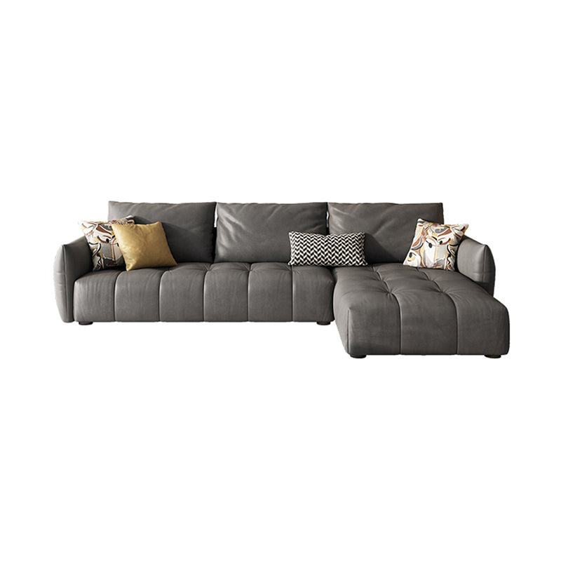 32"H Mid-Century Modern Sectional Sofa Leather Stain-Resistant Sleeper Sectional Tech Cloth Right Clearhalo 'furn' 'furn_sectionals' 'Furniture' 'Living Room Furniture' 'Sectionals' 6621160
