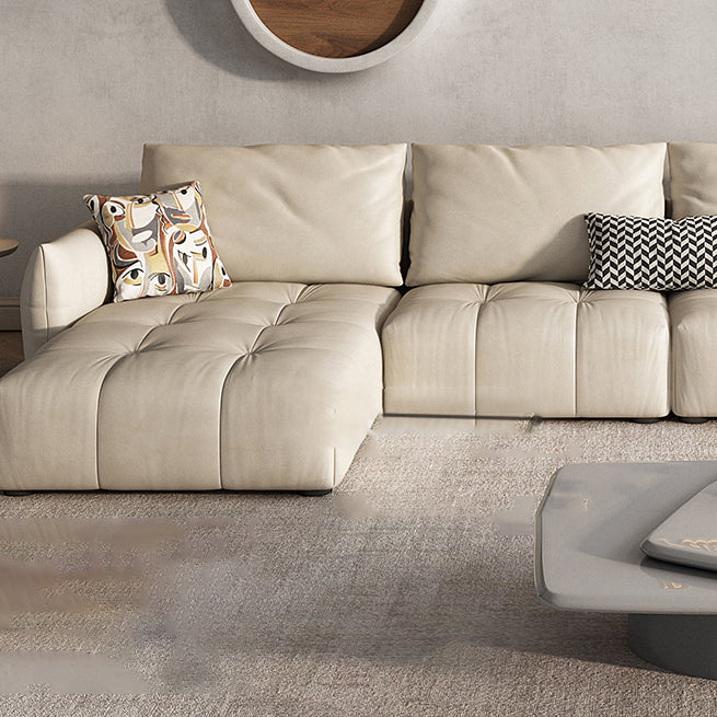 32"H Mid-Century Modern Sectional Sofa Leather Stain-Resistant Sleeper Sectional Clearhalo 'furn' 'furn_sectionals' 'Furniture' 'Living Room Furniture' 'Sectionals' 6621163