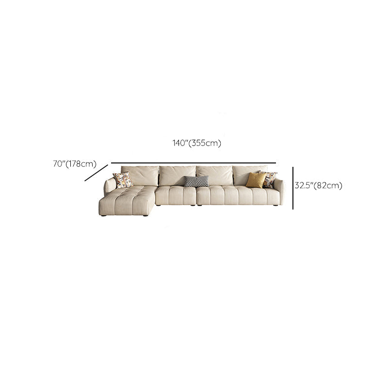 32"H Mid-Century Modern Sectional Sofa Leather Stain-Resistant Sleeper Sectional Clearhalo 'furn' 'furn_sectionals' 'Furniture' 'Living Room Furniture' 'Sectionals' 6621174