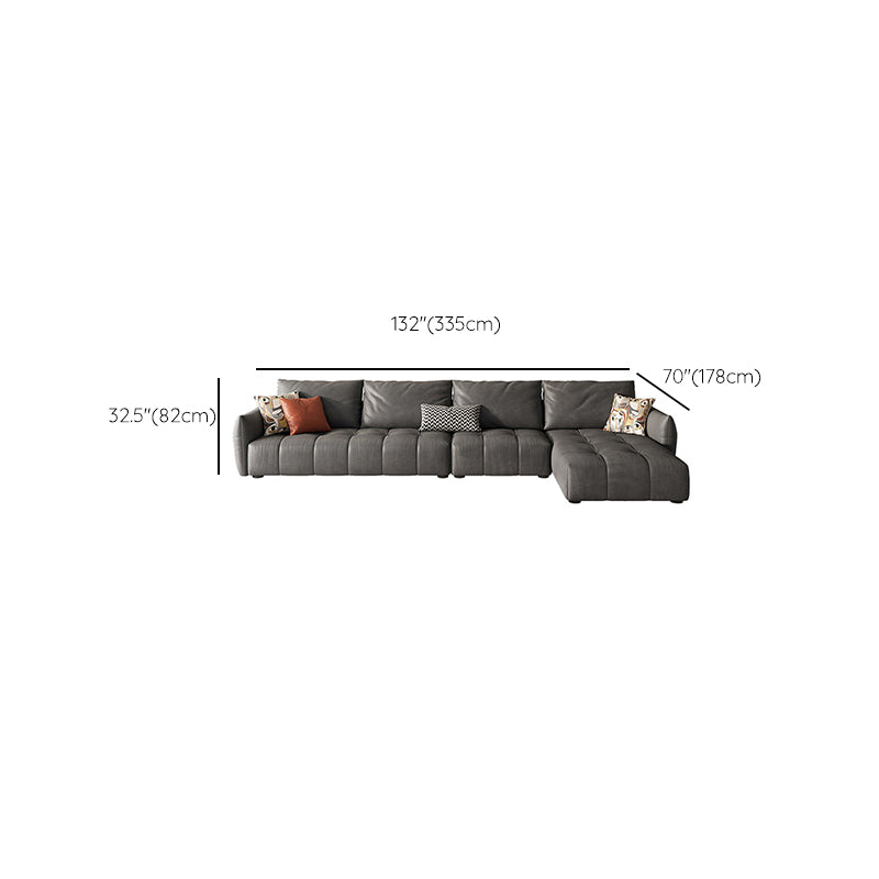 32"H Mid-Century Modern Sectional Sofa Leather Stain-Resistant Sleeper Sectional Clearhalo 'furn' 'furn_sectionals' 'Furniture' 'Living Room Furniture' 'Sectionals' 6621178