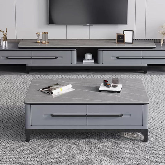 コンテンポラリースレートコーヒーテーブルシングル長方形のコーヒーテーブルストレージ付き