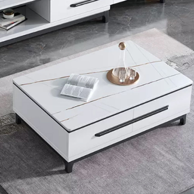Contemporary Slate Coffee Table Single Rectangle Coffee Table with Storage White Clearhalo 'Coffee & Accent Tables' 'Coffee Tables' 'coffee_tables' 'furn' 'furn_coffee_tables' 'Furniture' 'Living Room Furniture' 6621277