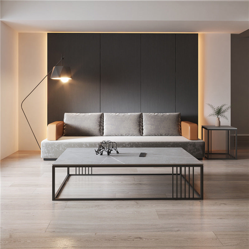 Contemporary Slate Frame Coffee Table Standard Single Cocktail Table