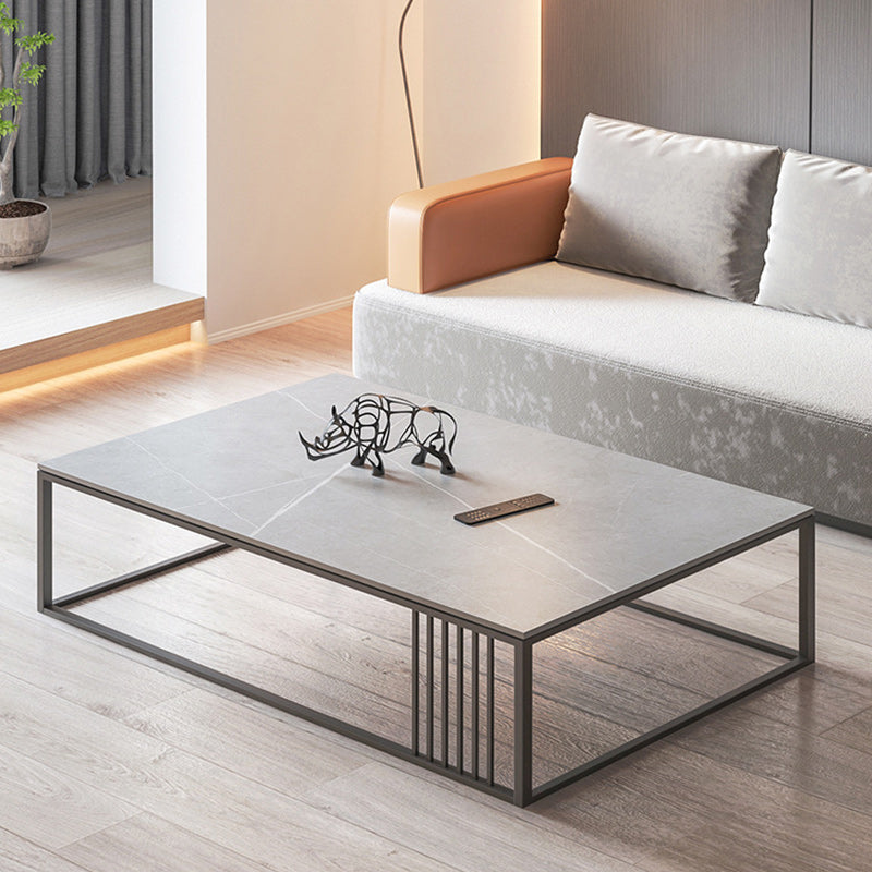 Contemporary Slate Frame Coffee Table Standard Single Cocktail Table