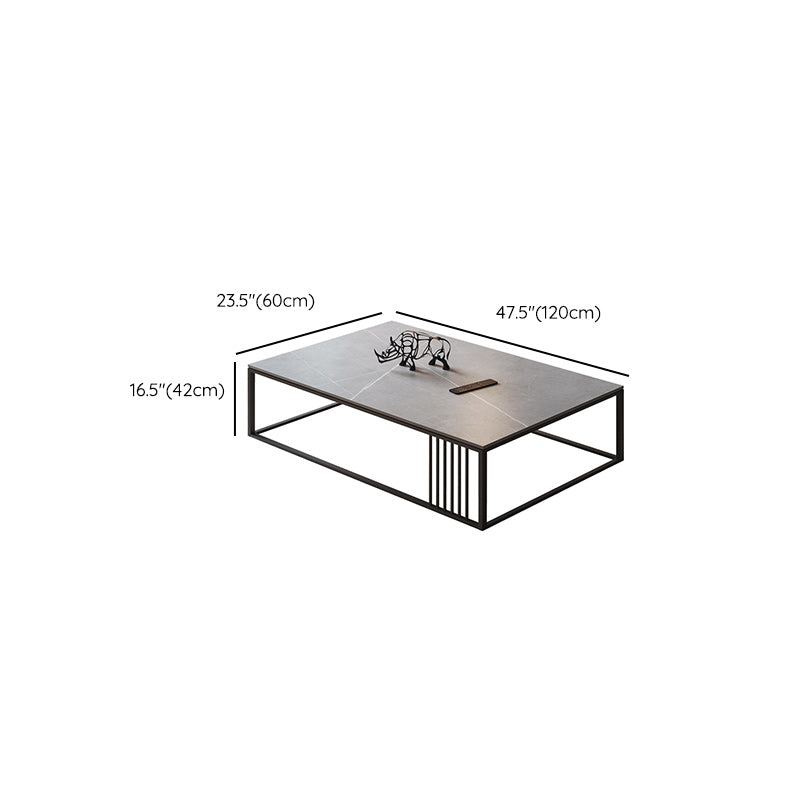 Contemporary Slate Frame Coffee Table Standard Single Cocktail Table