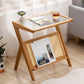 Rectangular Glass Top Side Table Natural/Brown 22.04" Tall End Table