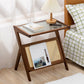 Rectangular Glass Top Side Table Natural/Brown 22.04" Tall End Table