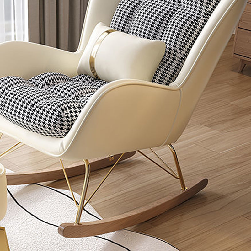 Magnifique chaise à bascule Fauve-chaise intérieure en cuir avec oreiller amovible