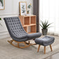 Fabric Rocker Chair Solid Color Contemporary Tufted Cushions Rocker Chair with Ottoman Rocking Chair with Ottomans Light Gray Clearhalo 'Chairs & Seating' 'furn' 'furn_rocking_chairs' 'Furniture' 'Living Room Furniture' 'Rocking Chairs' 'rocking_chairs' 6621630