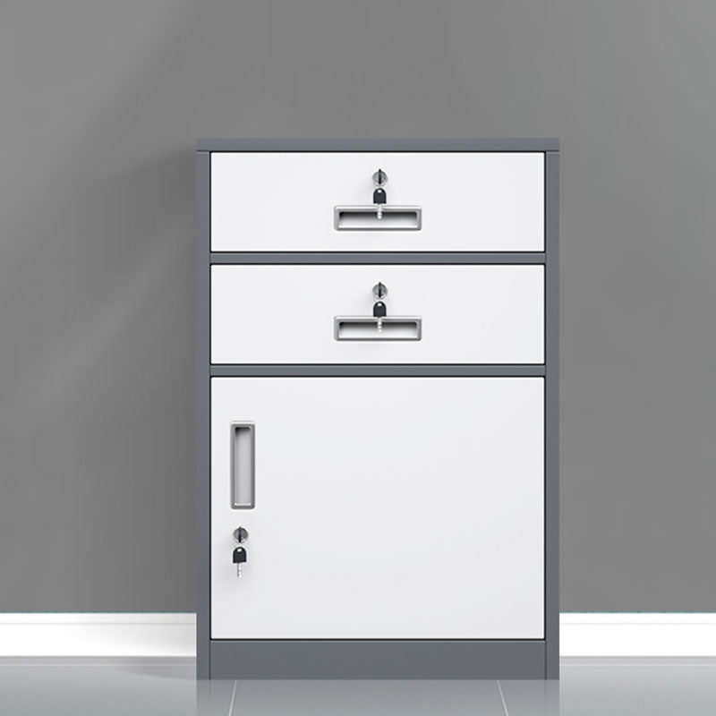 Contemporary File Cabinet Steel Frame Fireproof Vertical File Cabinet with Lock Gray-White 2 Clearhalo 'Filing Cabinets' 'filling_cabinets' 'furn' 'furn_filling_cabinets' 'Furniture' 'Office Furniture' 6622099