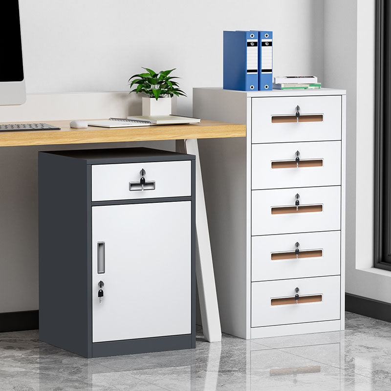 Contemporary File Cabinet Steel Frame Fireproof Vertical File Cabinet with Lock Clearhalo 'Filing Cabinets' 'filling_cabinets' 'furn' 'furn_filling_cabinets' 'Furniture' 'Office Furniture' 6622100