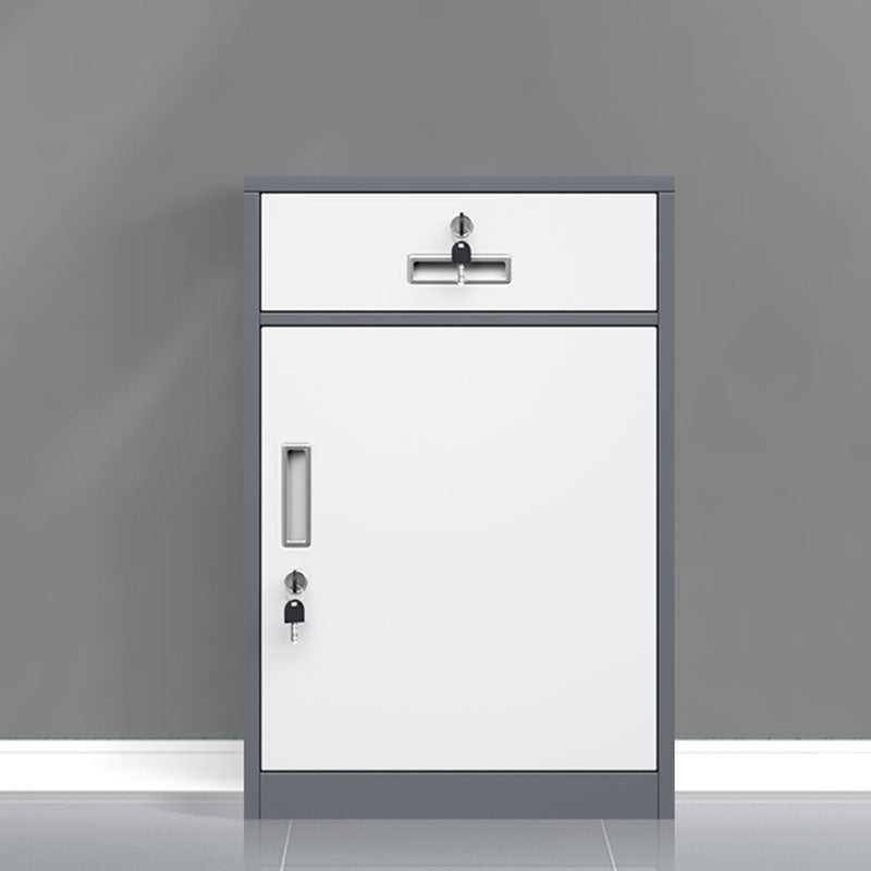 Contemporary File Cabinet Steel Frame Fireproof Vertical File Cabinet with Lock Gray-White 1 Clearhalo 'Filing Cabinets' 'filling_cabinets' 'furn' 'furn_filling_cabinets' 'Furniture' 'Office Furniture' 6622103