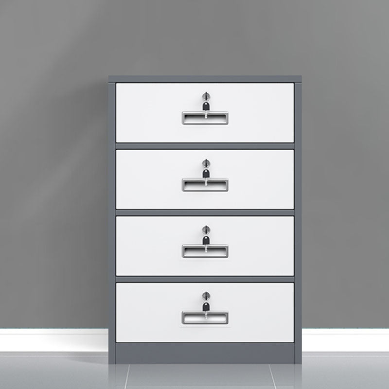 Contemporary File Cabinet Steel Frame Fireproof Vertical File Cabinet with Lock Gray-White 4 Clearhalo 'Filing Cabinets' 'filling_cabinets' 'furn' 'furn_filling_cabinets' 'Furniture' 'Office Furniture' 6622111