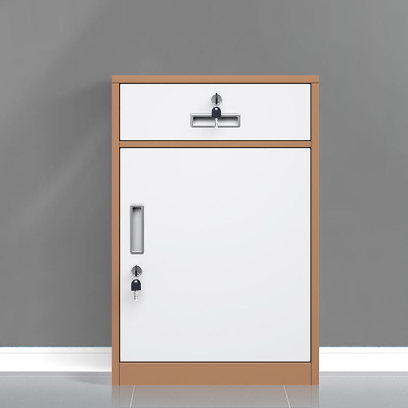 Contemporary File Cabinet Steel Frame Fireproof Vertical File Cabinet with Lock Coffee-White 1 Clearhalo 'Filing Cabinets' 'filling_cabinets' 'furn' 'furn_filling_cabinets' 'Furniture' 'Office Furniture' 6622113