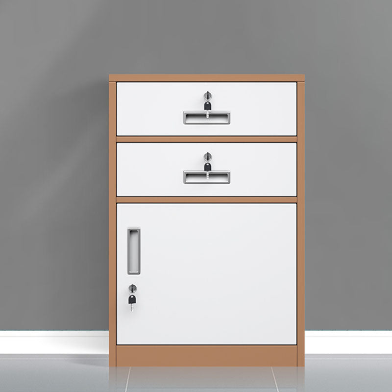 Contemporary File Cabinet Steel Frame Fireproof Vertical File Cabinet with Lock Coffee-White 2 Clearhalo 'Filing Cabinets' 'filling_cabinets' 'furn' 'furn_filling_cabinets' 'Furniture' 'Office Furniture' 6622114