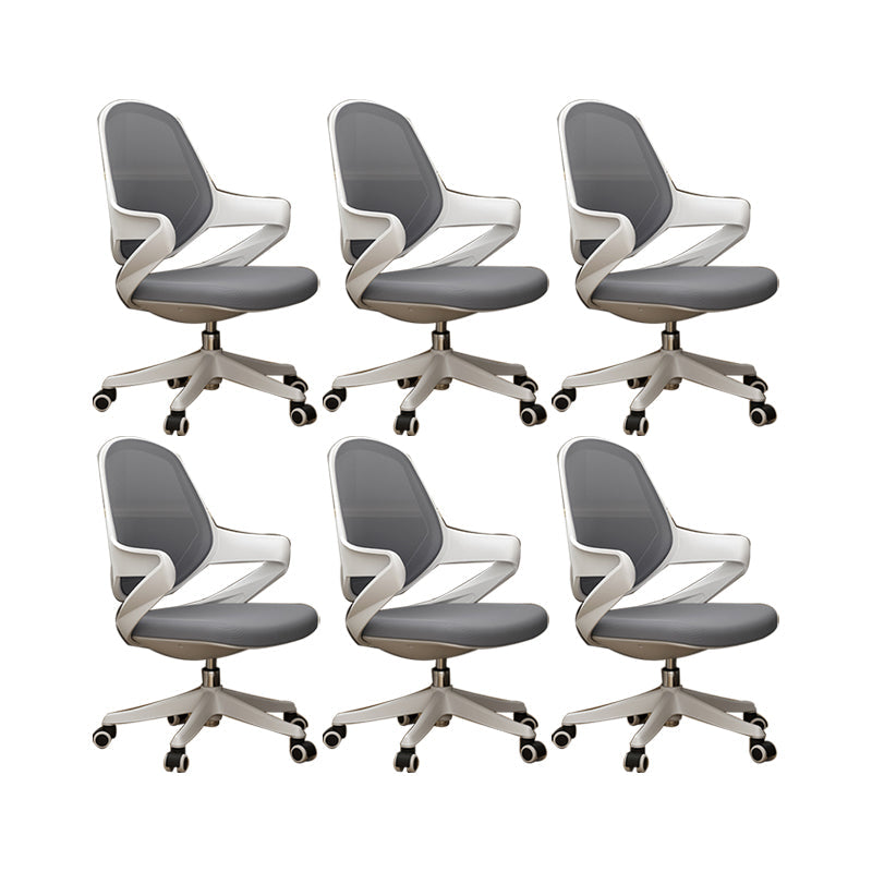Modern Desk Chair Adjustable Seat Height Fixed Arms Office Chair with Wheels 6 Piece Set Clearhalo 'furn' 'furn_office_chair' 'Furniture' 'Office Chairs' 'Office Furniture' 'office_chair' 6622571