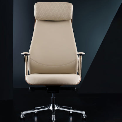 Contemporary Swivel Executive Chair Padded Arms Managers Chair for Office Off-White 1 Piece Clearhalo 'furn' 'furn_office_chair' 'Furniture' 'Office Chairs' 'Office Furniture' 'office_chair' 6622803