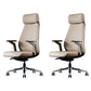 Contemporary Swivel Executive Chair Padded Arms Managers Chair for Office Off-White 2 Piece Set Clearhalo 'furn' 'furn_office_chair' 'Furniture' 'Office Chairs' 'Office Furniture' 'office_chair' 6622804