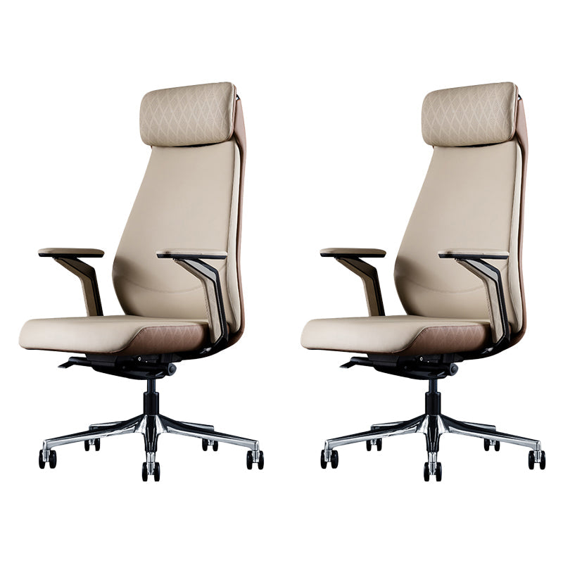 Contemporary Swivel Executive Chair Padded Arms Managers Chair for Office Off-White 2 Piece Set Clearhalo 'furn' 'furn_office_chair' 'Furniture' 'Office Chairs' 'Office Furniture' 'office_chair' 6622804