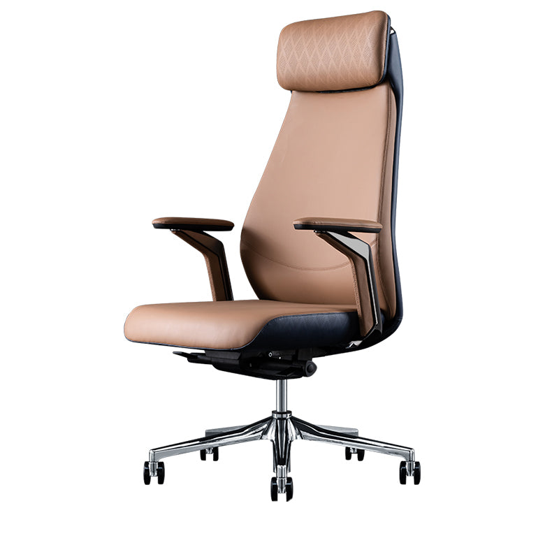 Contemporary Swivel Executive Chair Padded Arms Managers Chair for Office Brown 1 Piece Clearhalo 'furn' 'furn_office_chair' 'Furniture' 'Office Chairs' 'Office Furniture' 'office_chair' 6622811