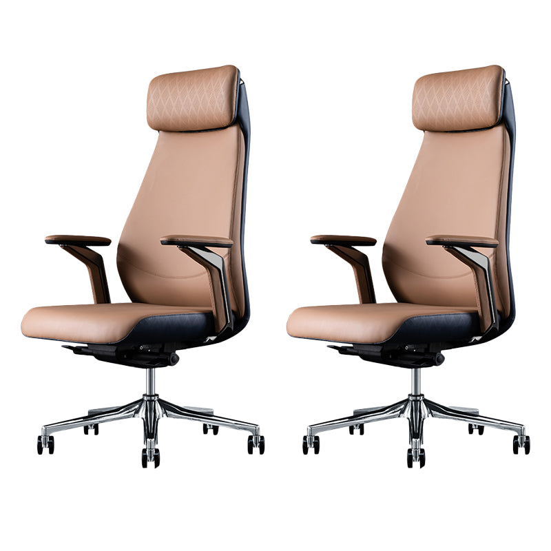 Contemporary Swivel Executive Chair Padded Arms Managers Chair for Office Brown 2 Piece Set Clearhalo 'furn' 'furn_office_chair' 'Furniture' 'Office Chairs' 'Office Furniture' 'office_chair' 6622813