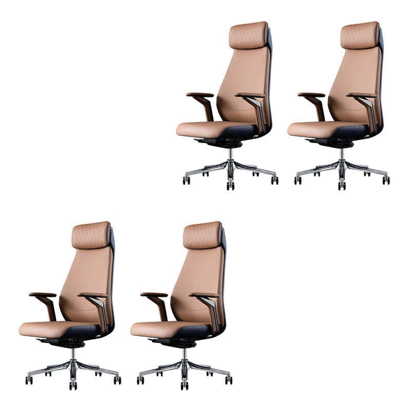 Contemporary Swivel Executive Chair Padded Arms Managers Chair for Office Brown 4 Piece Set Clearhalo 'furn' 'furn_office_chair' 'Furniture' 'Office Chairs' 'Office Furniture' 'office_chair' 6622815
