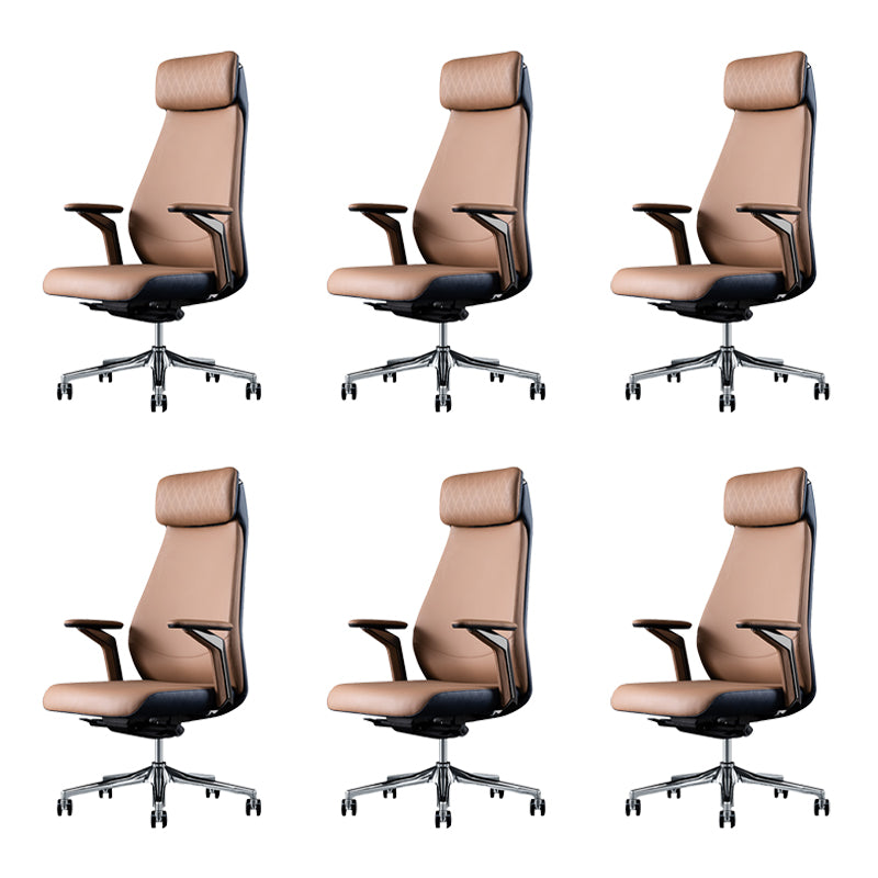 Contemporary Swivel Executive Chair Padded Arms Managers Chair for Office Brown 6 Piece Set Clearhalo 'furn' 'furn_office_chair' 'Furniture' 'Office Chairs' 'Office Furniture' 'office_chair' 6622818